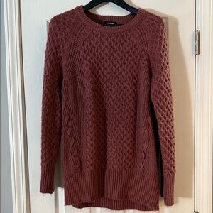 Express Women's Textured Knit Sweater - Burgundy